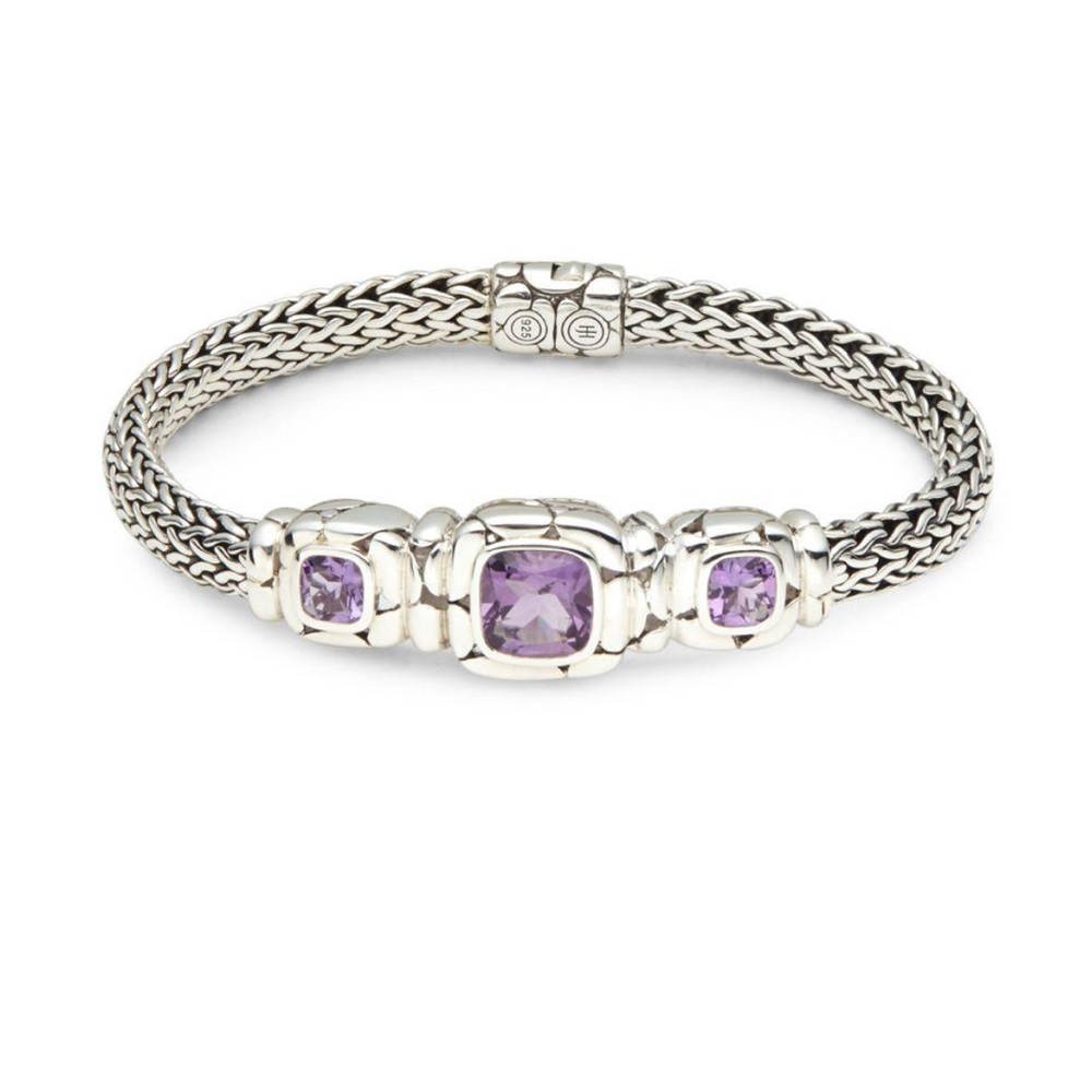 John Hardy Silver Bracelet with Amethyst Accents